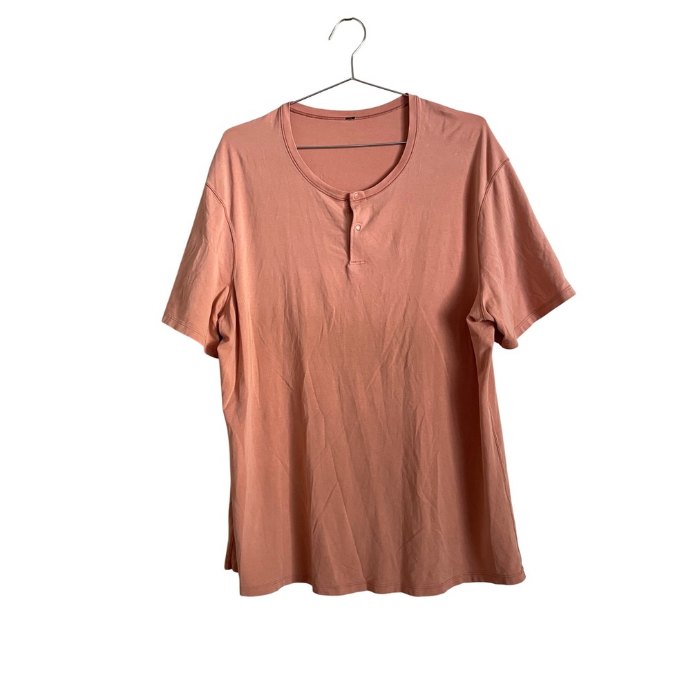 Lululemon 5 Year Basic Short Sleeve Henley Sedona Sunset Cotton Stretch Gorpcore - Picture 2 of 7